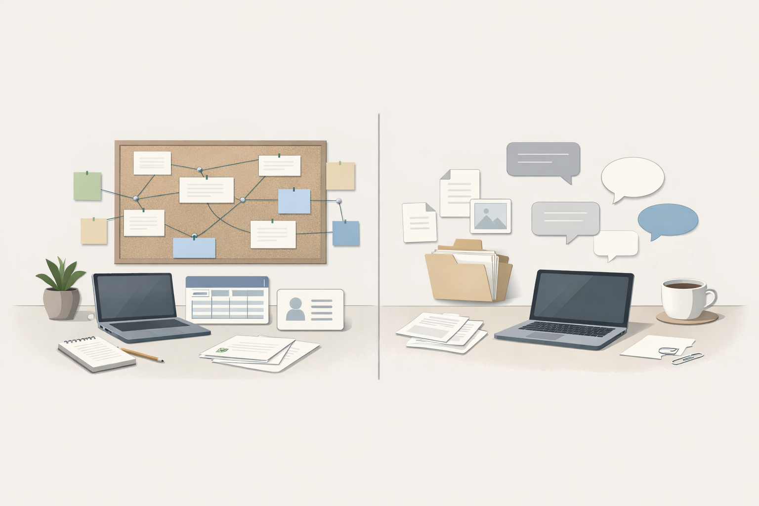 Notion AIとChatGPTを情報の置き場所で使い分けるイメージ