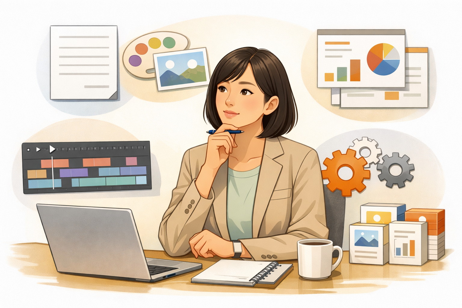 AI副業6種類を選ぶ会社員のイメージ